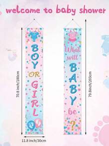 Tovaglia in plastica per annuncio del sesso del bebè (maschio o femmina), telo di sfondo, striscione, decorazione da parete, forniture per festa a tema blu o rosa per gender reveal, decorazioni per festa di nascità e regali per famiglia - Multicolore - Visualizzare 10