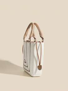 Women's Fashion Rainbow Patchwork Handbag - Versatile Box Shape, Top-Handle, Crossbody & Shoulder Bag, Perfect For Parties, Gatherings, And Daily Use - White - View 7