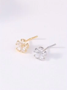 KARYOKO 1 件女士花朵鼻钉环女孩可爱独特白色 CZ 金色银色 L 形弯鼻孔螺丝鼻穿孔首饰派对礼物 20G - L Shaped Pin - 查看 4