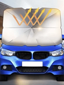 Parasol para coche, visera solar de verano para coche, parasol para parabrisas, protege el coche de los rayos solares y los daños por calor, lo mantiene fresco y protege el interior. - Negro - Ver 8