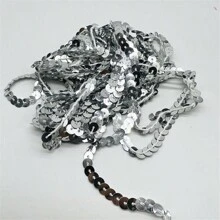 1 szt. 5 jardów 6 mm wstążka z cekinami, okrągłe płaskie cekiny, laserowo brokatowe cekiny do rękodzieła, szycia, akcesoriów, lamówka z cekinami