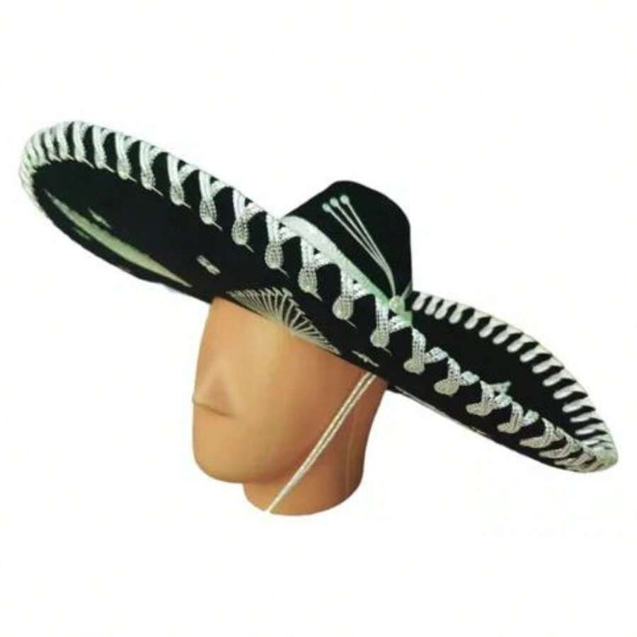 SOMBRERO DE CHARRO TRAJE TIPICO MEXICANO - Plateado - Ver 1