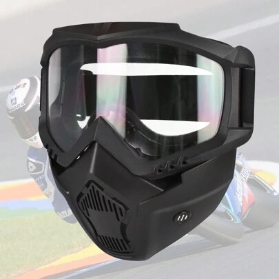 1pc Outdoor Cycling Clear Transparent Anti-Fog Goggles With 3mm Thick PC Lens Full Face Protection Mask
