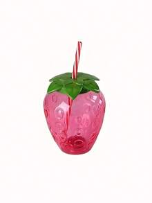 1入超可愛草莓造型帶蓋吸管杯 - 可愛便攜式牛奶茶水果杯，適合派對和外出飲用 - 彩色 - 查看 7