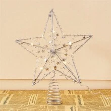 1入8吋聖誕樹頂部星形裝飾燈，發光聖誕樹五角星進行聖誕派對裝飾（不含2*AA電池） - 多色 - 查看 12