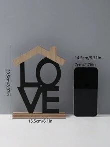 1 pieza Decoración de letras de madera creativa "AMOR AL HOGAR", decoración del hogar para la sala de estar, dormitorio, estudio, fiesta de bodas, decoración festiva, Día de San Valentín, Navidad, regalo de boda, mejor regalo festivo, decoración de estantería - Multicolor - Ver 9