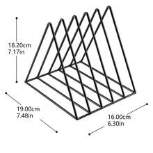 Soporte metálico de vinilo de 5 ranuras para archivo triangular con revistero - Organizador de escritorio elegante y negro para oficina y hogar, accesorios de fotografía, Set versátil de 1 pieza