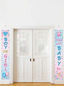 Tovaglia in plastica per annuncio del sesso del bebè (maschio o femmina), telo di sfondo, striscione, decorazione da parete, forniture per festa a tema blu o rosa per gender reveal, decorazioni per festa di nascità e regali per famiglia - Multicolore - Visualizzare 4