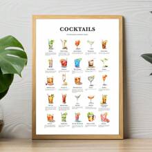 1pc Unframed Canvas Poster Cocktail Recipes Poster, 25 Classic Cocktails, Kitchen & Bar Wall Art Wall Art For Living Room, Home Decor - Multicolor - View 4