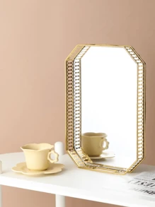 1pc Luxury Iron Vase Decor, Suitable For Home Living Room, Wedding Decoration, Romantic Candlelight Dinner, Restaurant Decor, Home Decor, Vase, Tabletop Decor, Valentine's Day, Wedding, Birthday, Room Decor Accessories, Autumn Home Decor, Living Room Decor - Golden Tray - View 2