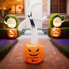 PVC Inflatable Ghost Pumpkin Halloween Decoration, Yard Scary Atmosphere Stage Layout Ornament For Halloween Party - White - View 3