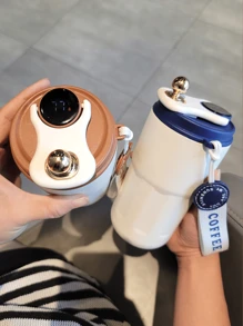 1 个 450ML/15.2oz 触摸显示杯带温度指示器，316 不锈钢双层防漏保温瓶，防滑设计适用于咖啡和茶水瓶返校 - 彩色 - 查看 4