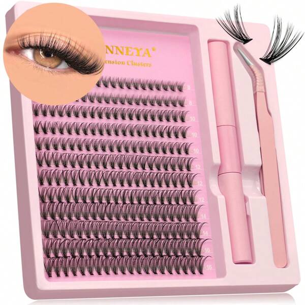 GROINNEYA 12Rows Lash Clusters Set DIY Lashes Extension Kit Individual Eyelash Extension Kit Full Set Lashes Kit Makeuplash Clusters Kit,Lashes,Eyelashes,Fake Lashes