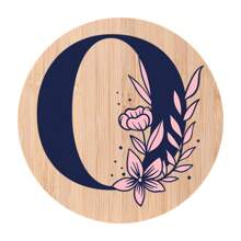 1pc Alphabet Painted Bamboo Coaster, Non-Slip Heat-Resistant Mat, Home Dining Decor, Gift Accessory Set