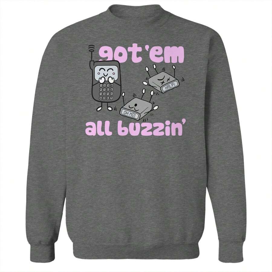 Haywood & Main Got Em Buzzin   Unisex Graphic Cotton Pullover Sweatshirt