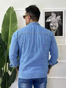 Men Denim Jackets - 淺藍色 - 查看 2