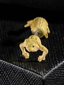 2 piezas Pendientes góticos 3D de dragón barbudo, pendientes de lagarto graciosos para mujeres en forma de tachuelas de oreja con joyas de regalo, pendientes de frente y trasero de rana y sapo - Pendientes divertidos - Ver 7