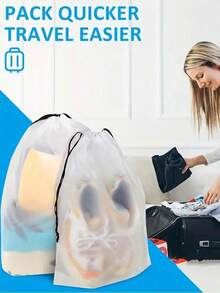 Frosted Texture Plastic Shoe Bag, Portable Waterproof Travel Shoes Storage Bag -Drawstring Moistureproof Shoe Storage Bag & Organizer For Packing, Travel Portable Shoe Protective Pouch (30*40cm,11.81*15.75in)