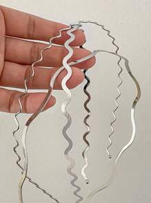 3入組金屬漣漪發箍，簡約時尚女士發箍，用於洗臉、敷臉和髮型定型的完美配件 - 彩色 - 查看 11