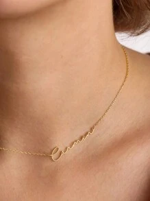 1 Custom Side Name Monogram Necklace Girls Personalized Stainless Steel Necklace Jewelry Gift-Gold Silver,Yellow Gold Stylish,Fall Fashion,Casual,Cuties,Contracted,Simple,Old Money Custom,Personalized,Unique Ideal Gifts For Her Girlfriend,Mom,Family,Friends,Daughter,Grandparents For Anniversaries,For Valentine's Day,For Mother's Day,For Birthdays,For Graduation,For Weddings,For Daily Wear - Yellow Gold - View 5