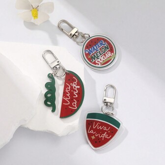2D Glänsande Blinkande Vattenmelon Nyckelring Unisex Akryl Hänge Nyckelring Tillbehör Nyckelring Julklapp Souvenir Biltillbehör Väskedekoration Skolbokstäver Söt Goth Y2k