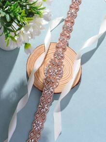 1pc Rhinestone Bridal Long Belt Hand-Sewn Belt For Wedding Party Dress Wedding Accessories. Valentine's Day Accessories - A Style - View 4