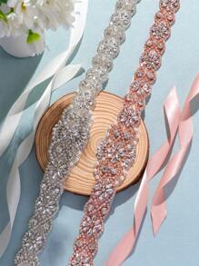 1pc Rhinestone Bridal Long Belt Hand-Sewn Belt For Wedding Party Dress Wedding Accessories. Valentine's Day Accessories - A Style - View 1