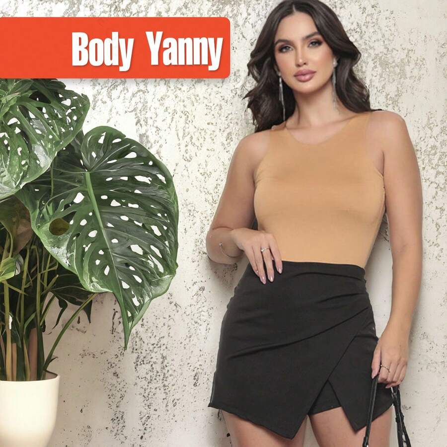 Yanny Women's Body Plain Comfortable Basic Tank Top - Màu be - Xem 1