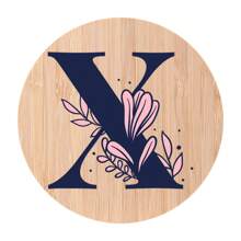 1pc Alphabet Painted Bamboo Coaster, Non-Slip Heat-Resistant Mat, Home Dining Decor, Gift Accessory Set