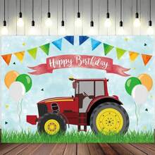 Green Truck Farm Theme Birthday Party Custom Decoration Background Cloth Tractor Style Pull Flag Background Decoration Venue,Christmas - Multicolor - View 1