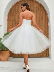 YUMIBRAVO Wedding Dresses White Elegant Bridal Dress - White - View 7