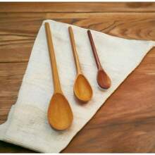 Kit Colher De Pau Madeira Com 3 Unidades Tamanho 23cm 30cm 38cm