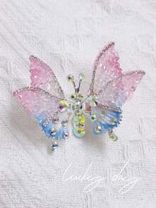 1pc Movable Butterfly Hairclip, Floral Girls Hair Accessories Princess Hair Ornament, Suitable For Daily Use