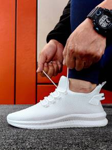 Men's Breathable Lightweight Mesh Lace-up Running Shoes Black Walking Athletic Sneakers