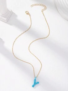 1pc Handmade Glass Initial Letter A-Z Alphabet Pendant Necklace, Special Birthday Or Holiday Gift For Friends (Color And Shape May Vary Slightly)