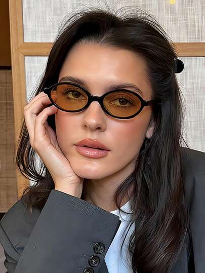 1/2/3/4 件女士亚克力休闲椭圆形镜框时尚眼镜，适合夏季海滩度假、户外、旅行