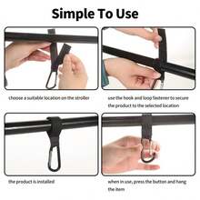 Hook And Loop Hook Stroller Trolley Hooks Are Suitable For Children's Stroller Lifting Bags - Black - View 8