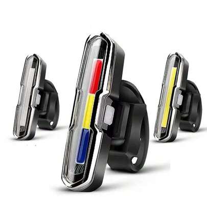 1pc Outdoor High Brightness COB Bicycle Taillight, USB Rechargeable Warning Light With 3 Colors Flashing Light