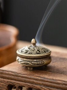 Brûleur d'encens de style rétro miniature, décoration de table de cuisinière, brûleur d'aromathérapie, style vintage de luxe, brûleur d'encens d'intérieur pour aider le sommeil, pour la maison, le bureau, la décoration d'hôtel et l'aromathérapie - Multicolore - Voir 5