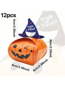 12pcs Halloween Candy Box, DIY Design, Cookie Cake West Point Packaging Box Jewelry Small Gift Box - Multicolor - View 1