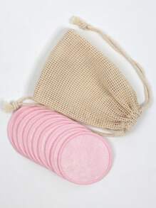 Makeup Remover Pads With Storage Bag - Pack Of 5/10/20, Soft And Reusable Rounds, Suitable For Cleansers, Washable Bamboo Pads, Ideal For All Skin Types - Baby Pink - View 1
