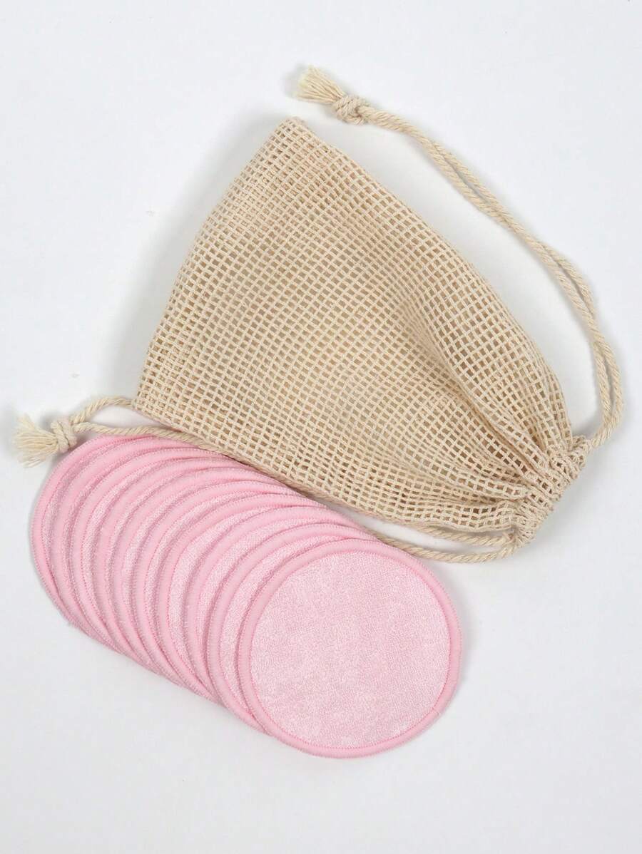 Makeup Remover Pads With Storage Bag - Pack Of 5/10/20, Soft And Reusable Rounds, Suitable For Cleansers, Washable Bamboo Pads, Ideal For All Skin Types - Baby Pink - View 1