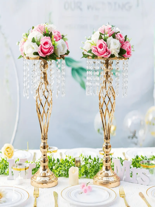 WAXJDW 2pcs Gold/Silver Metal Vase Centerpiece Stand For Romantic Dining Table Decoration. Perfect For Wedding, Event, Reception, Birthday Party And Home Decor Rama Decoration Rama Room Decor Flower Vase Glass Vase