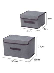 6 Caja de almacenamiento con tapa cajas almacenaje ropa almacenamiento de tela de lino plegable para libros, ropa, juguetes, hogar, dormitorio, armario, oficina (grey) - Gris - Ver 2
