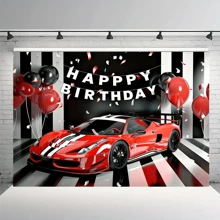 Super Sports Car Themed Birthday Party Backdrop - Multifunctional Polyester Racing Car Balloon Design, Suitable For Photo Booth And Decoration, Applicable For Balloon Decor, Hot Air Balloon Party Decor, Christmas And All Seasons - Multicolor - View 4