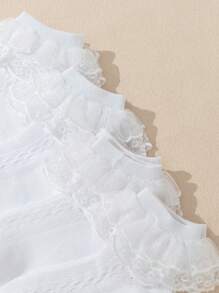 4 双儿童纯色荷叶边蕾丝边舞蹈公主派对袜子，时尚百搭