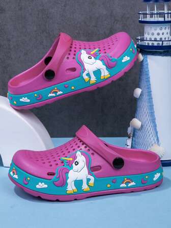 Kids All-Season Thick-Soled Slippers, Fashionable Waterproof Anti-Slip Outdoor Beach Sandals With Closed Toe