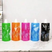 1入500ml戶外可攜帶掛扣式飲水袋，攀登用軟水袋，環保、輕巧、可摺疊，適合戶外露營、遠足、跑步、馬拉松、旅行使用，攜帶方便的掛扣式水袋 - 彩色 - 查看 10