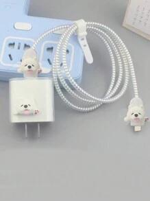 5 件套可爱小狗设计保护套适用于 Apple 充电器、电缆和插头，防断裂 Nan 电缆保护器充电器配件手机配件