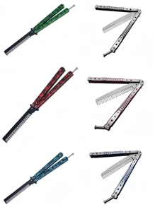 1入組蝴蝶式摺疊梳刀壓力減輕玩具，蝴蝶刀競賽戶外玩具遊戲模型玩具 - 彩色 - 查看 10
